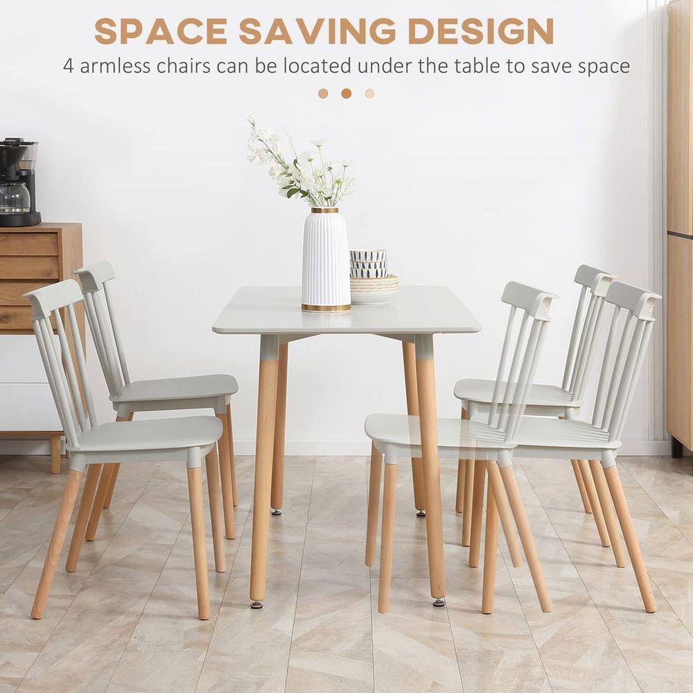 HOMCOM 5 Piece Dining Table and Chairs Set with Wood Legs for Small Spaces - SILVIONIX