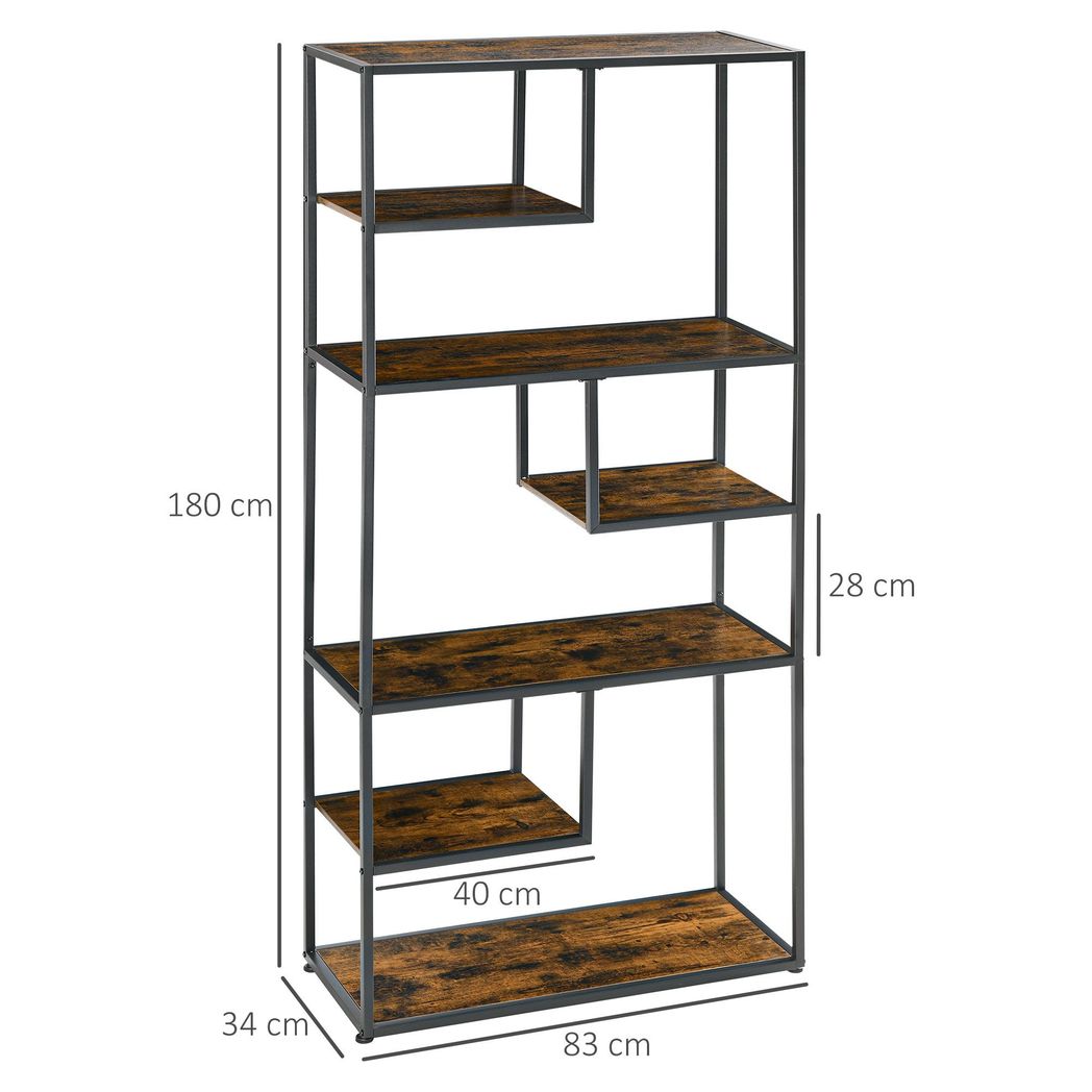 HOMCOM 7 Tier Storage Shelves, Free Standing Book Shelf for Study, Living Room - SILVIONIX