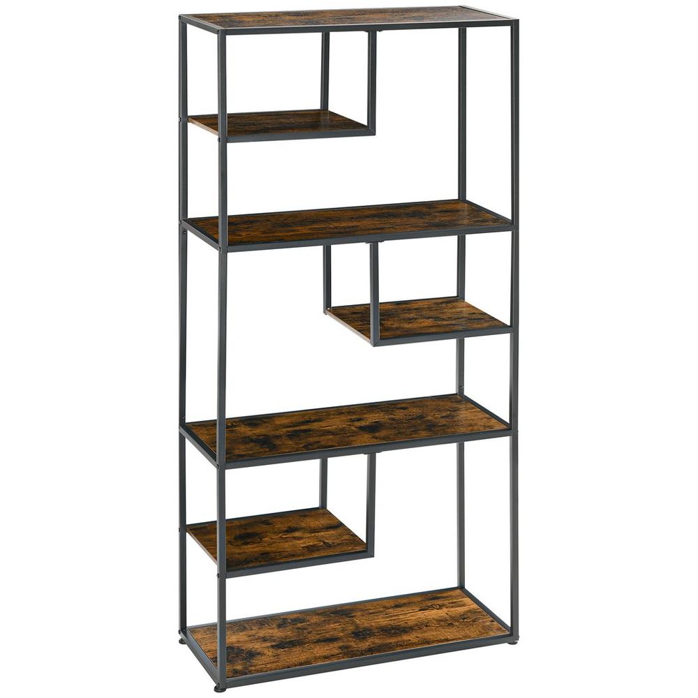 HOMCOM 7 Tier Storage Shelves, Free Standing Book Shelf for Study, Living Room - SILVIONIX