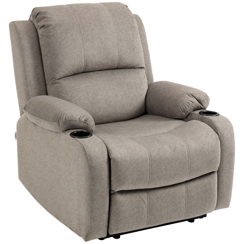 HOMCOM Recliner Armchair for Living Room, Recliner Chair with Cup Holder - SILVIONIX