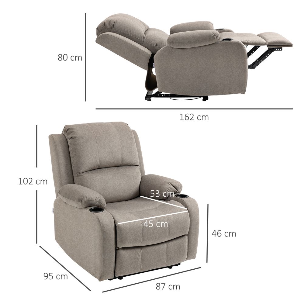 HOMCOM Recliner Armchair for Living Room, Recliner Chair with Cup Holder - SILVIONIX