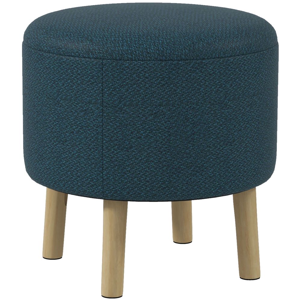 HOMCOM Storage Ottoman, Round Stool Chair with Cushioned Top, Hidden Space - SILVIONIX