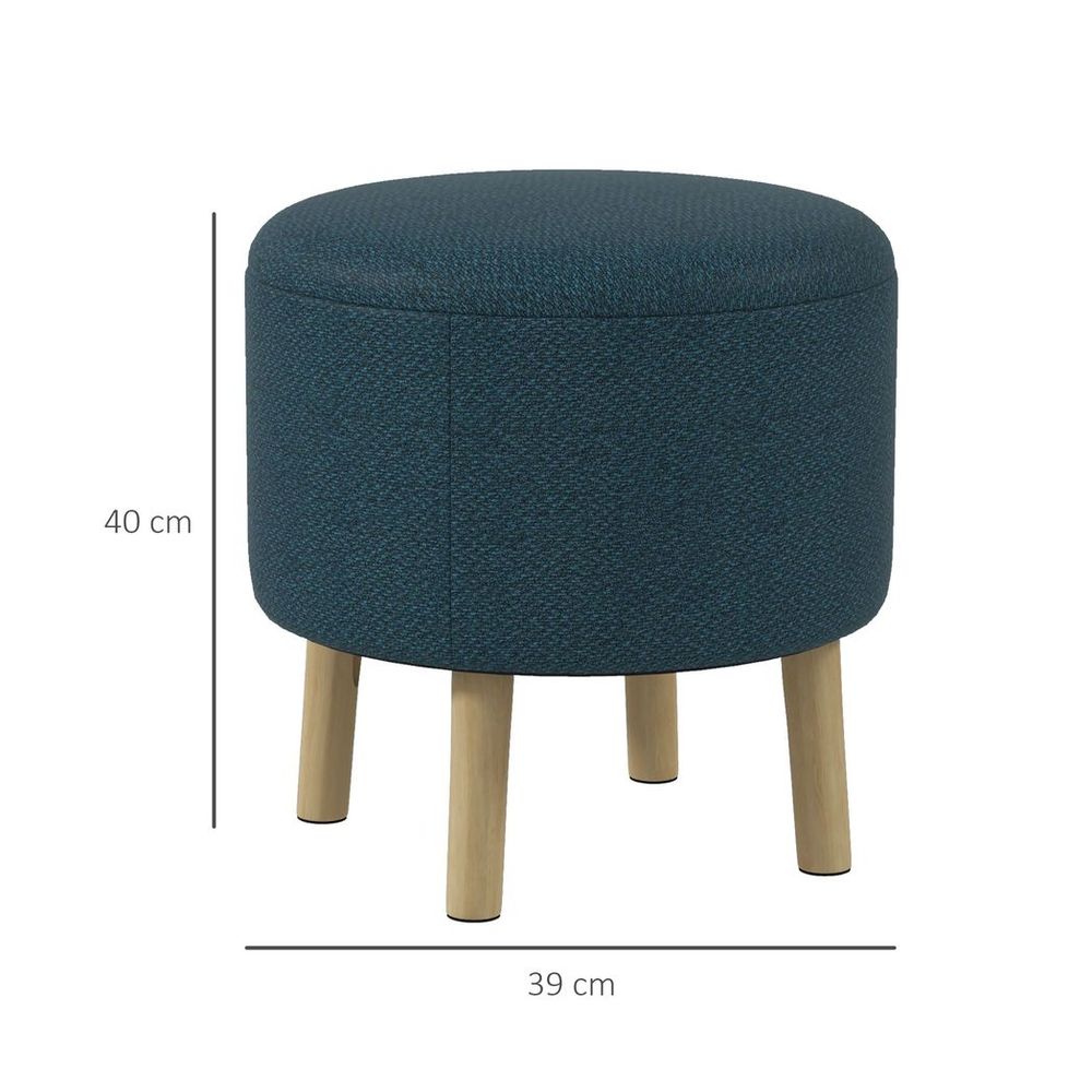 HOMCOM Storage Ottoman, Round Stool Chair with Cushioned Top, Hidden Space - SILVIONIX