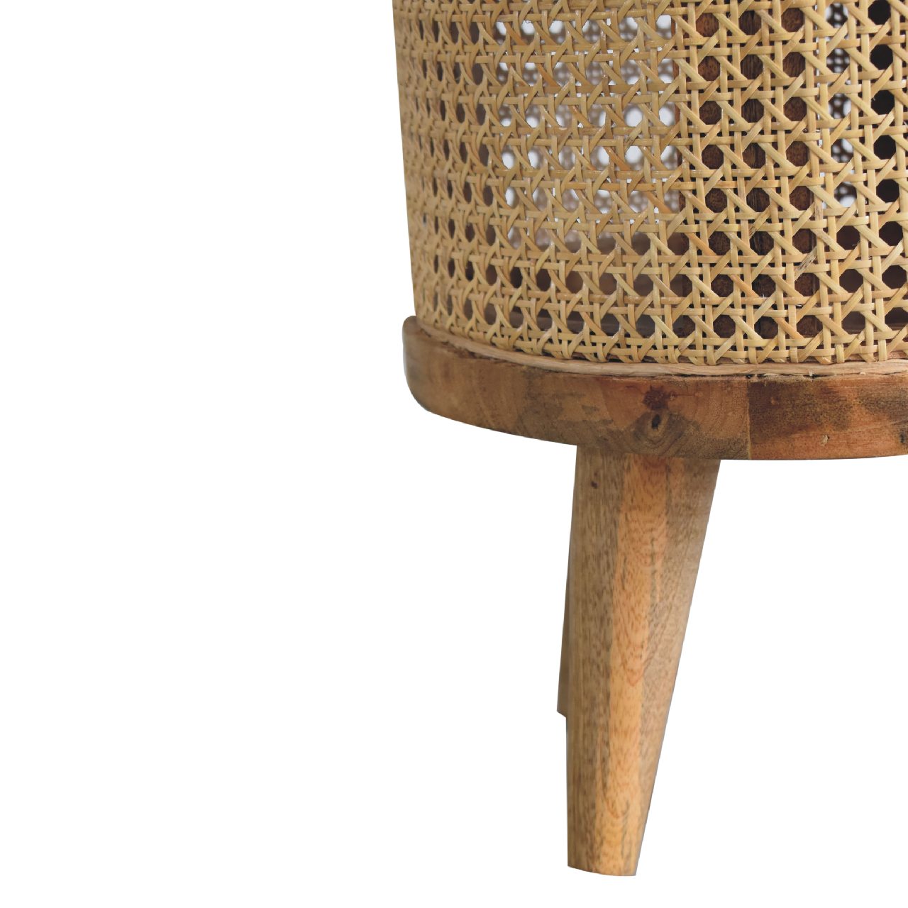 IN3460 - Rattan Footstool with Boucle Seat - SILVIONIX