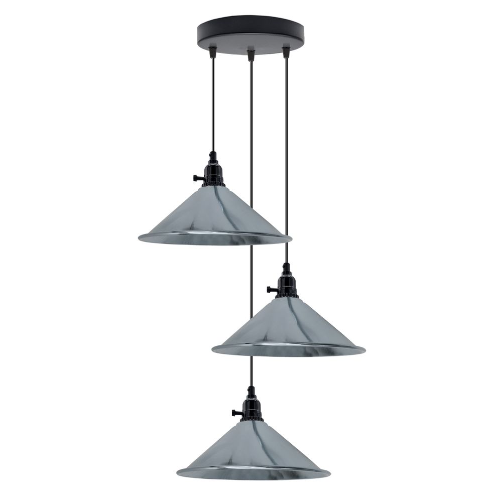 Industrial 3 Head Cluster Ceiling Pendant Light with Adjustable Cord - SILVIONIX