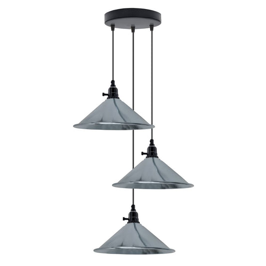 Industrial 3 Head Cluster Ceiling Pendant Light with Adjustable Cord - SILVIONIX