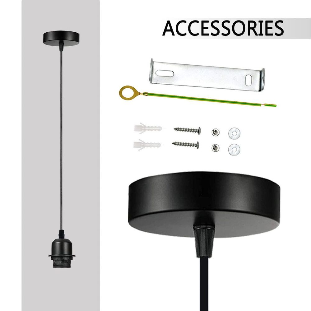 Industrial Grey Pendant Light Fitting, Lampshade Addable E27 Lamp Holder UK Holder Fitting Set With PVC Cable. - SILVIONIX