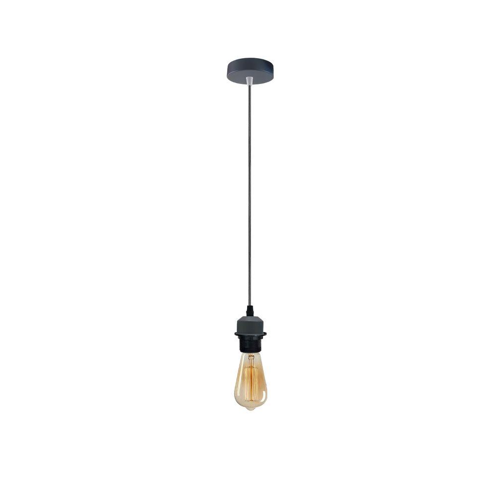 Industrial Grey Pendant Light Fitting, Lampshade Addable E27 Lamp Holder UK Holder Fitting Set With PVC Cable. - SILVIONIX