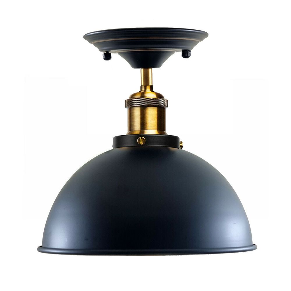 Industrial Retro Light Shade Flush Mount Fitting Modern Black Ceiling Light - SILVIONIX