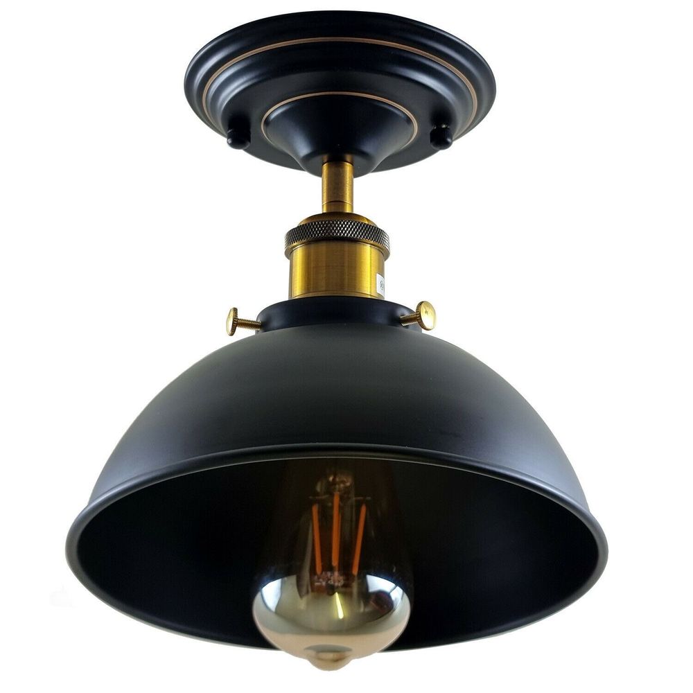 Industrial Retro Light Shade Flush Mount Fitting Modern Black Ceiling Light - SILVIONIX