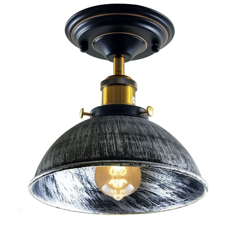 Industrial Retro Light Shade Flush Mount Fitting Modern Black Ceiling Light - SILVIONIX