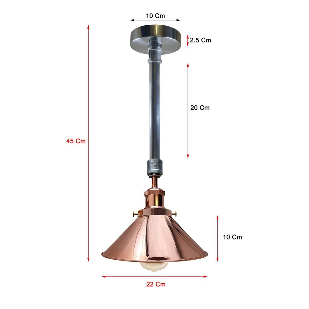 Industrial Retro Pendant Light Shade Suspended Ceiling Pipe Lights Metal Lamp UK - SILVIONIX