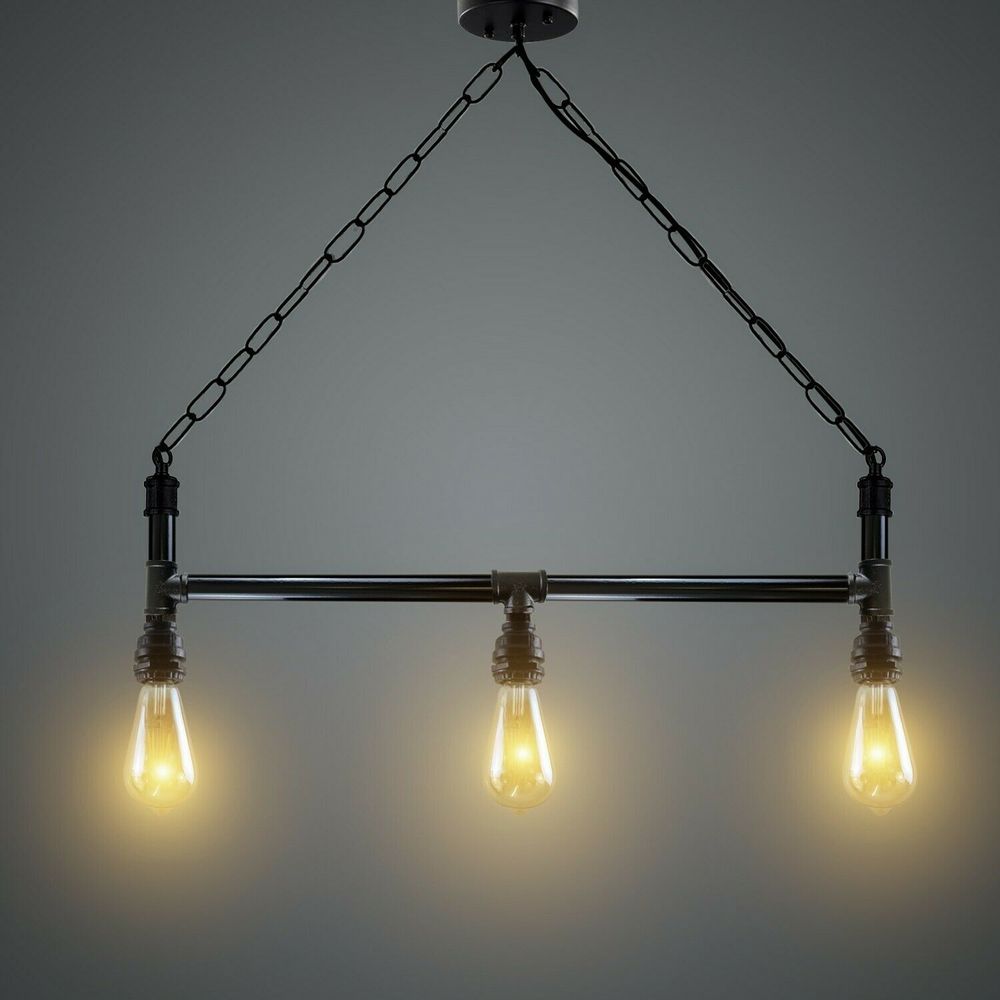 Industrial Steam Punk 3Way Over Table Light Indoor Ceiling Hanging Pendant Light - SILVIONIX