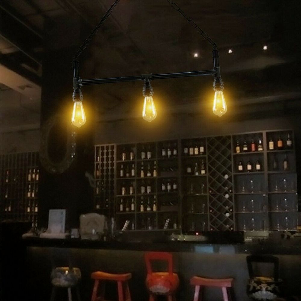 Industrial Steam Punk 3Way Over Table Light Indoor Ceiling Hanging Pendant Light - SILVIONIX