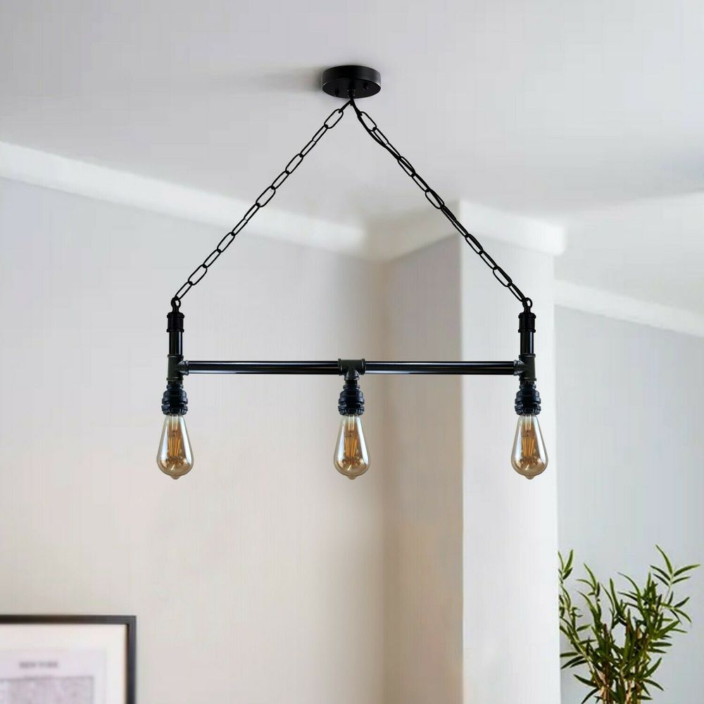 Industrial Steam Punk 3Way Over Table Light Indoor Ceiling Hanging Pendant Light - SILVIONIX