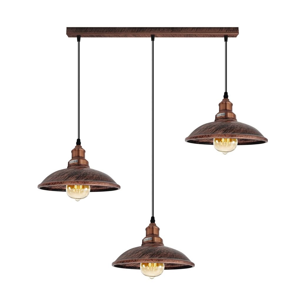 Industrial Vintage Kitchen Lights Chandelier Metal Shade Hanging E27 Pendant - SILVIONIX