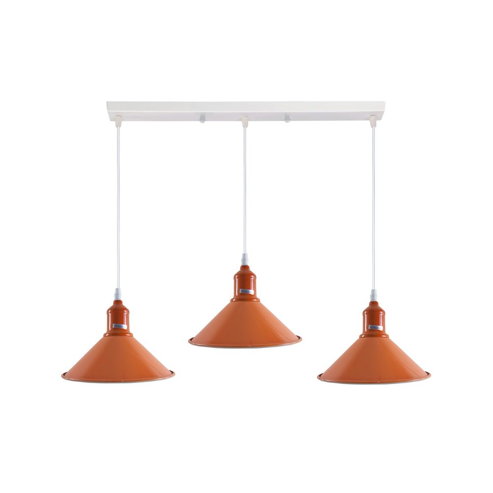 Industrial Vintage Loft Kitchen Bar 3 Lights Fittings Ceiling Cone Metal E27 - SILVIONIX