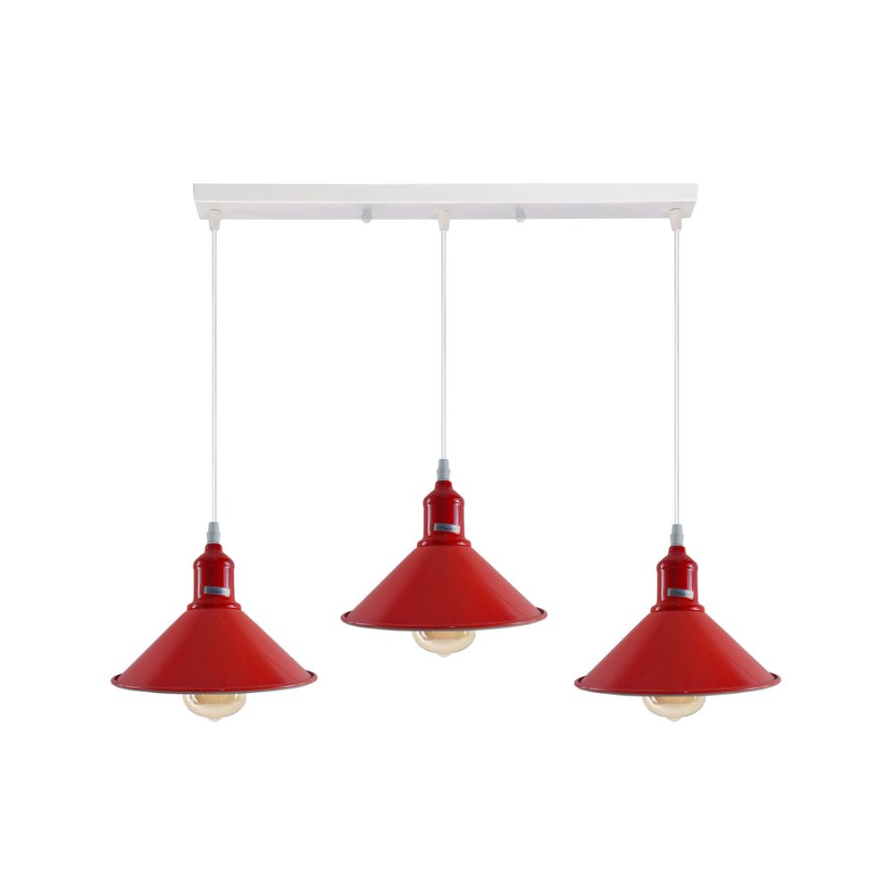 Industrial Vintage Loft Kitchen Bar 3 Lights Fittings Ceiling Cone Metal E27 - SILVIONIX