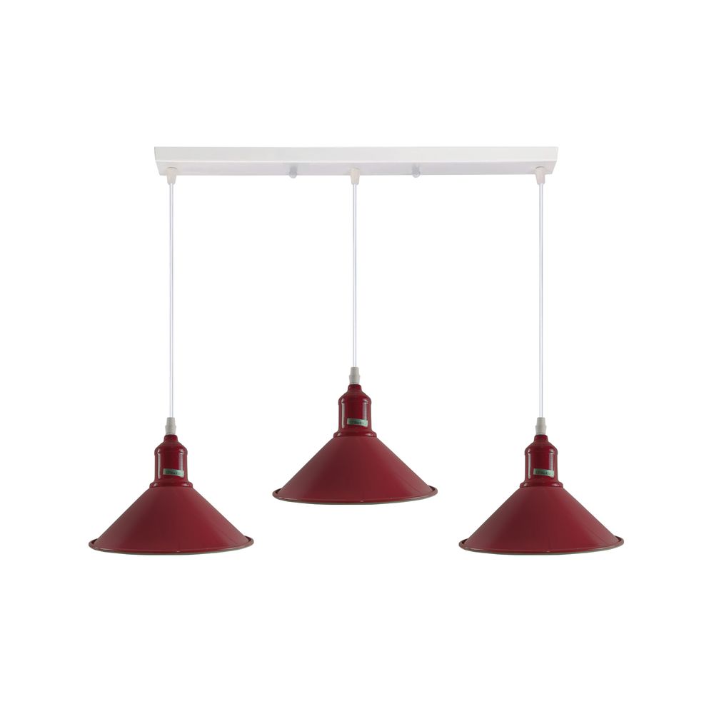 Industrial Vintage Loft Kitchen Bar 3 Lights Fittings Ceiling Cone Metal E27 - SILVIONIX