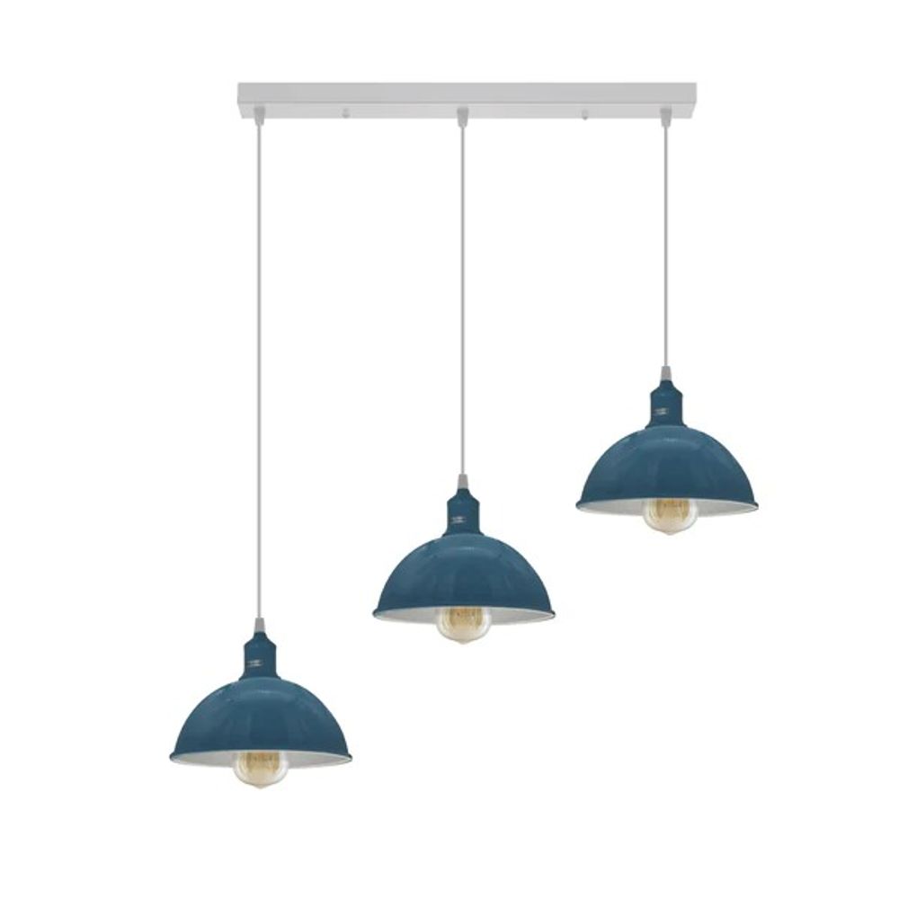 Industrial Vintage Loft Kitchen Bar 3 Lights Fittings Ceiling Lights Chandelier 21cm Dome Metal Light Shade - SILVIONIX