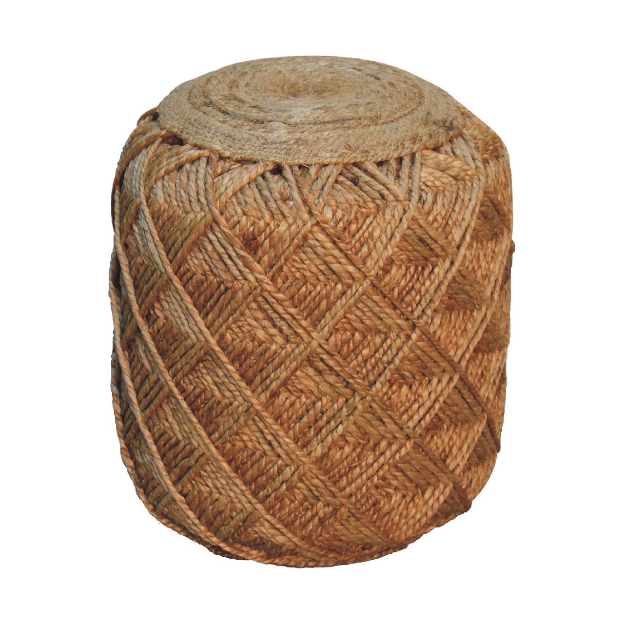 Jute Fibre Footstool - Large - SILVIONIX