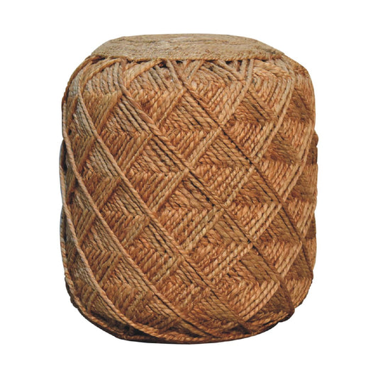 Jute Fibre Footstool - Large - SILVIONIX