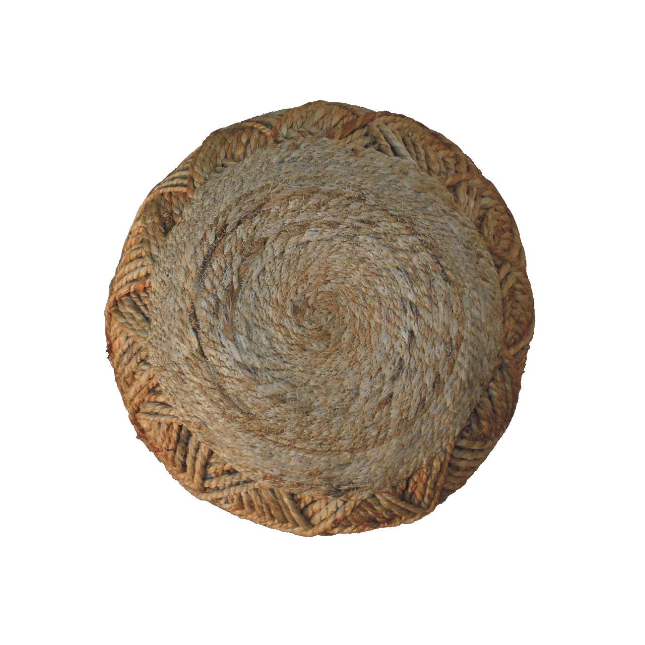 Jute Fibre Footstool - Large - SILVIONIX