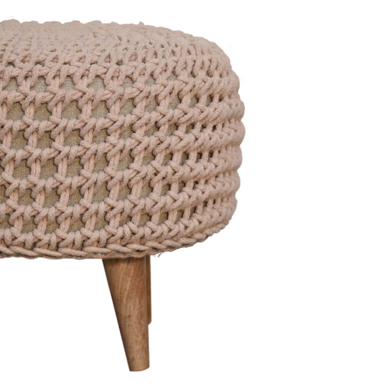 Keeva Beige Oblong Footstool - SILVIONIX