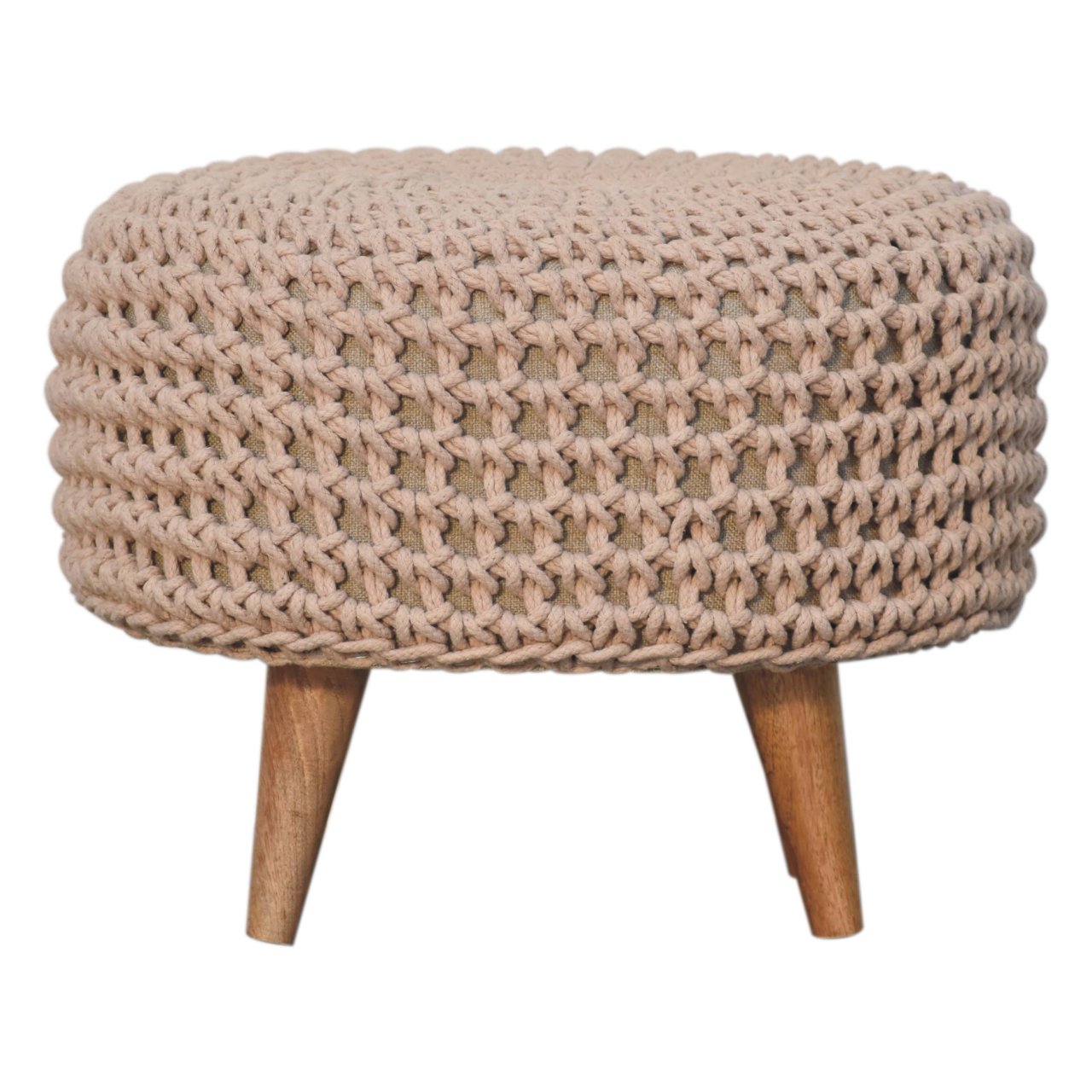 Keeva Beige Oblong Footstool - SILVIONIX