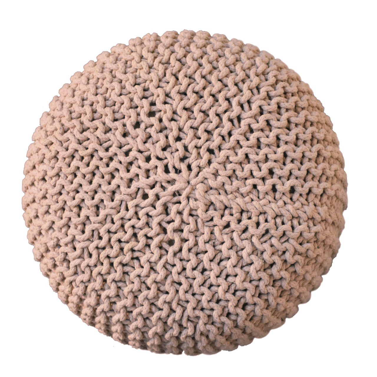 Keeva Beige Round Footstool - SILVIONIX