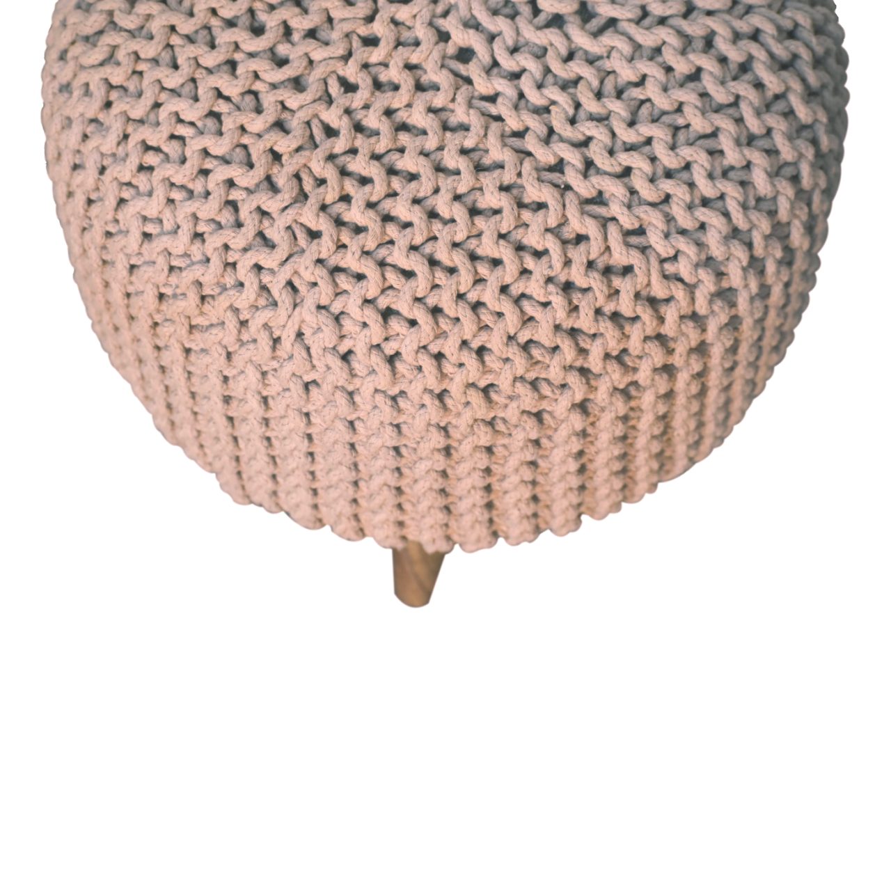 Keeva Beige Round Footstool - SILVIONIX