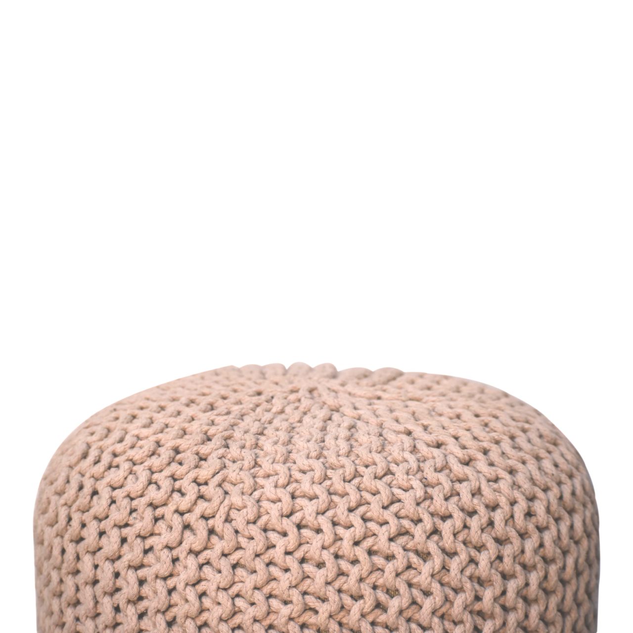 Keeva Beige Round Footstool - SILVIONIX