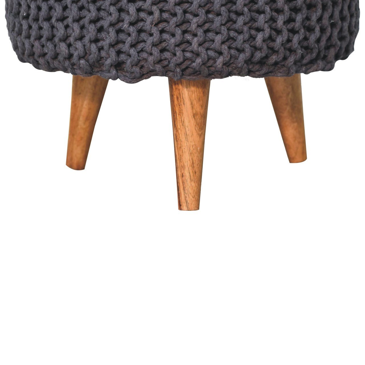 Keeva Grey Round Footstool - SILVIONIX