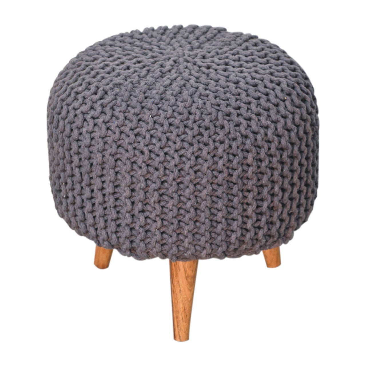 Keeva Grey Round Footstool - SILVIONIX