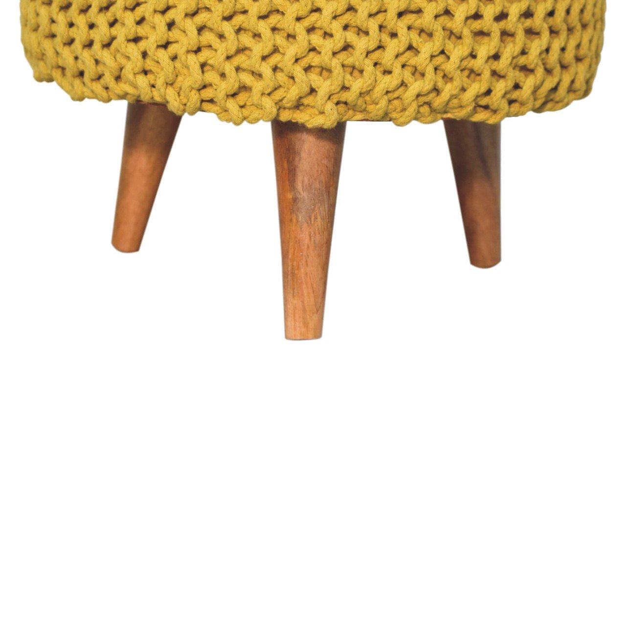 Keeva Mustard Round Footstool - SILVIONIX