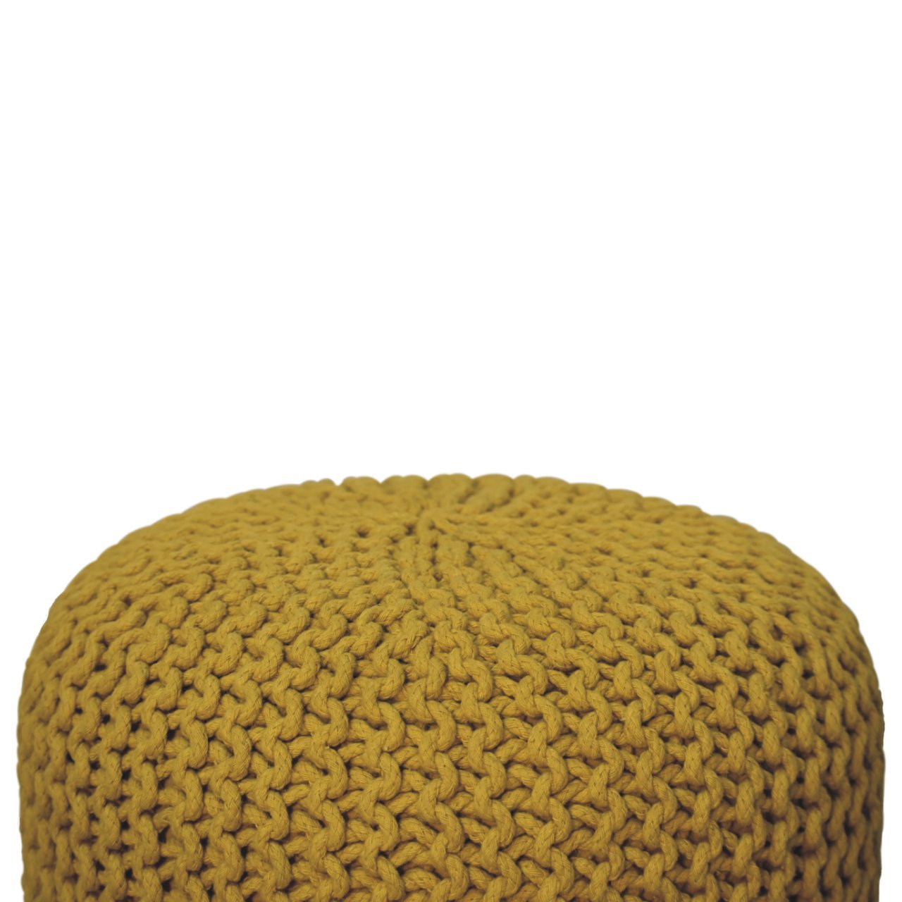 Keeva Mustard Round Footstool - SILVIONIX