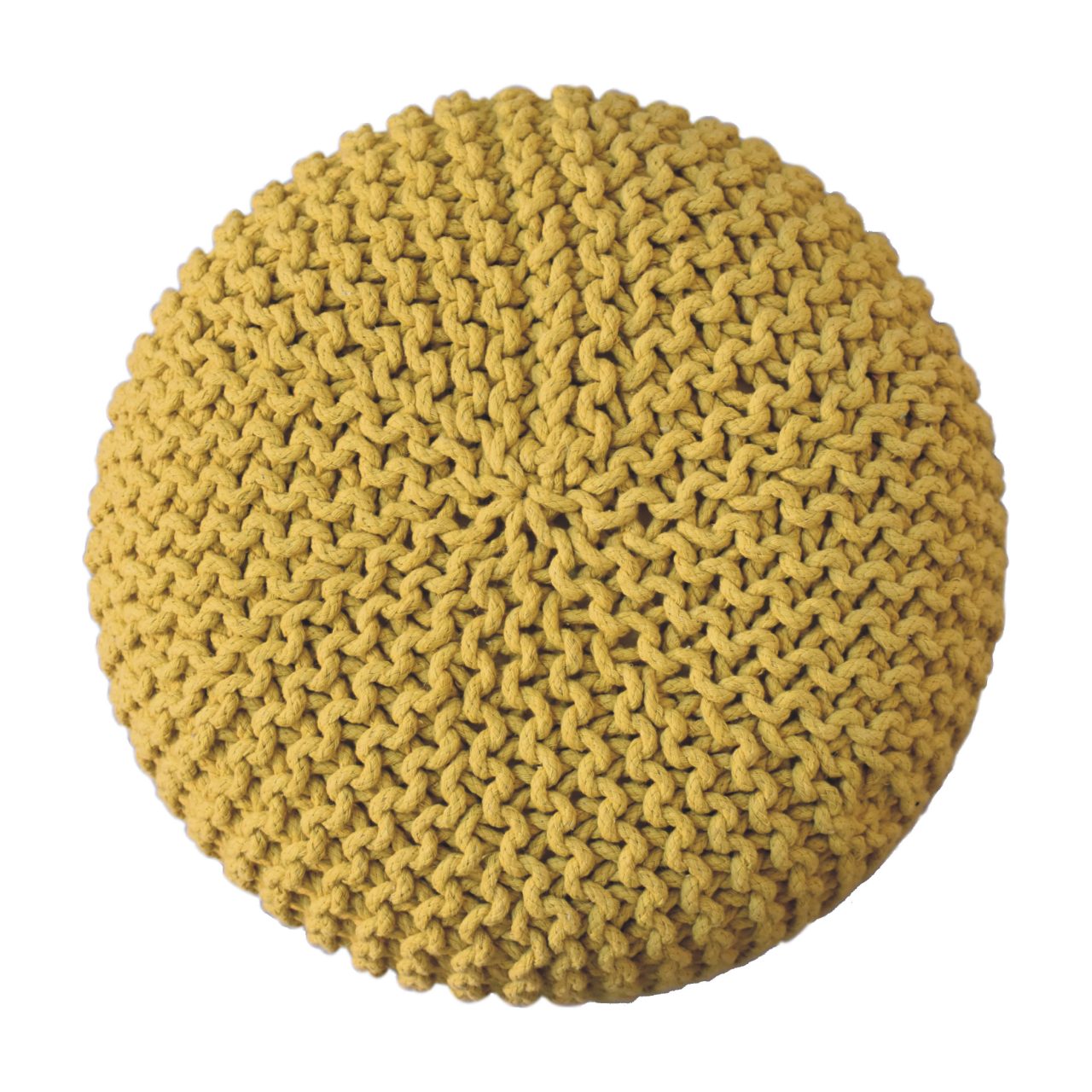 Keeva Mustard Round Footstool - SILVIONIX