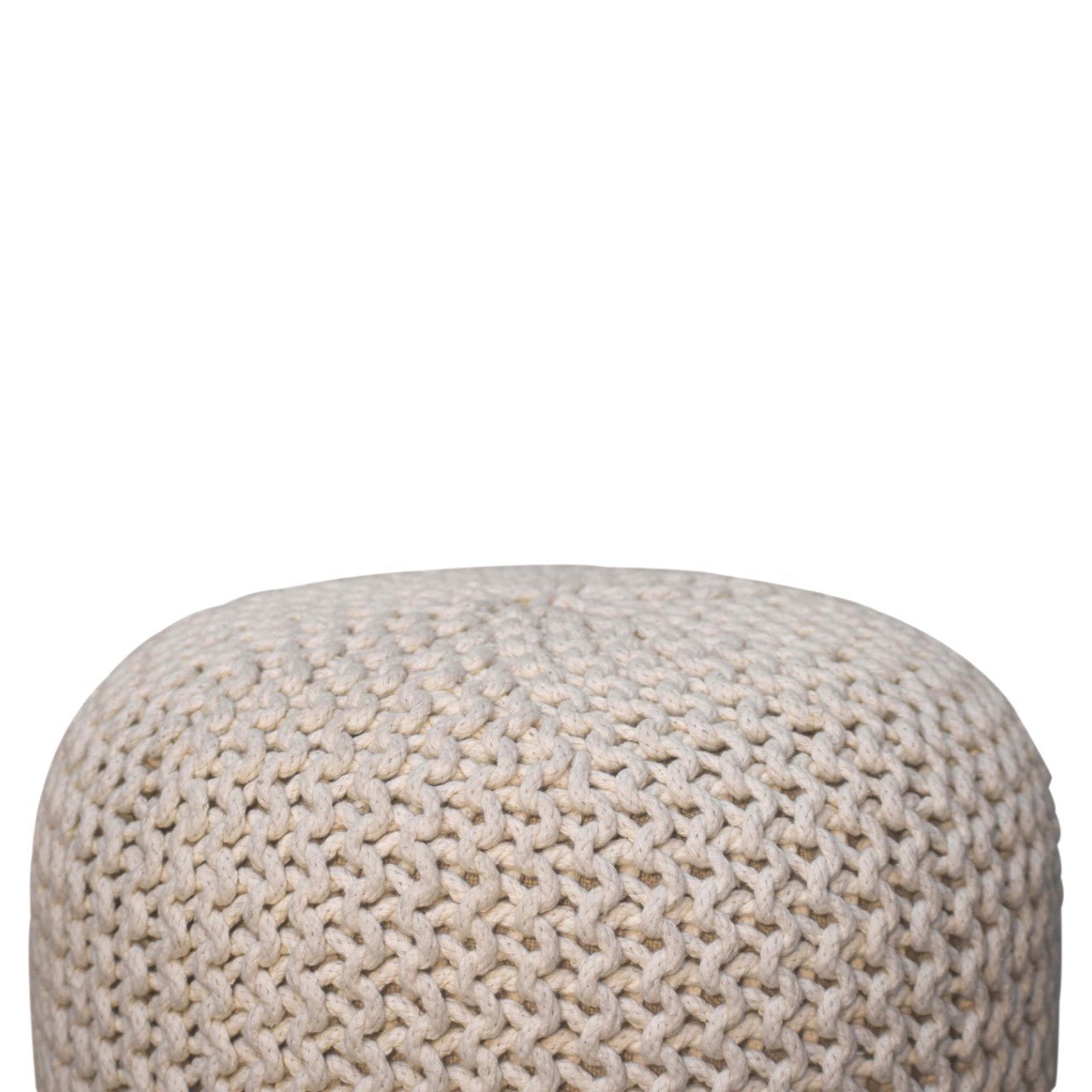 Keeva White Round Footstool - SILVIONIX