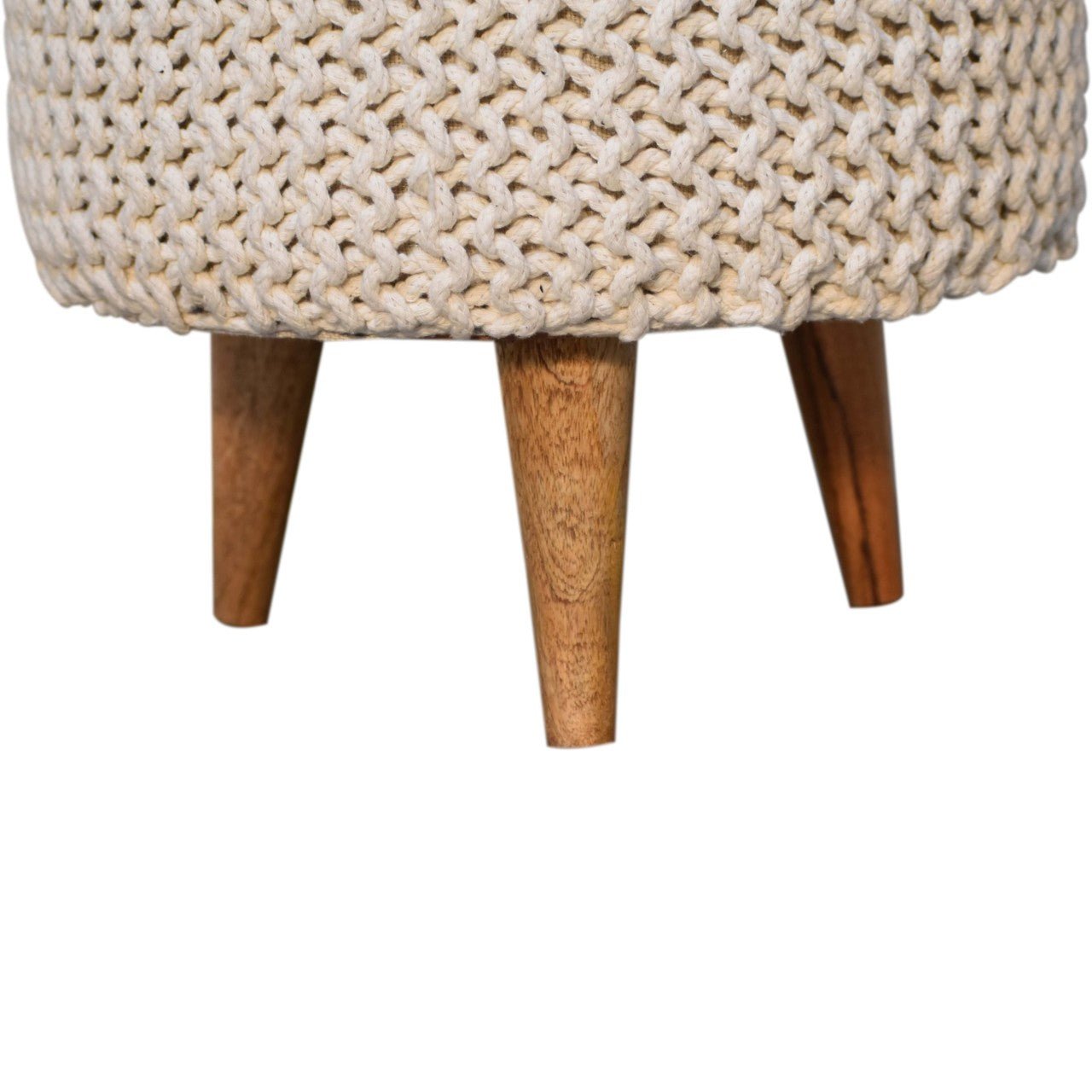 Keeva White Round Footstool - SILVIONIX