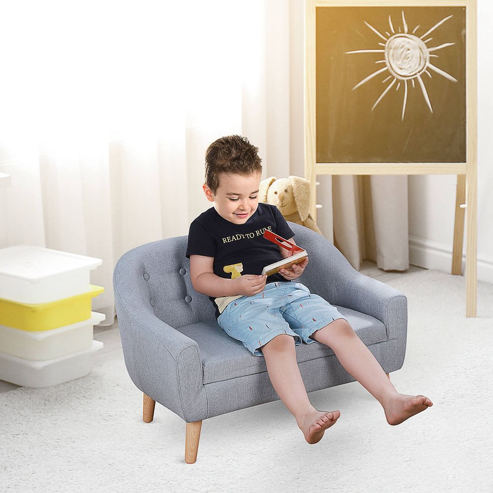 Kids Mini Sofa Children Armchair Seating Chair Bedroom Playroom Furniture Grey - SILVIONIX