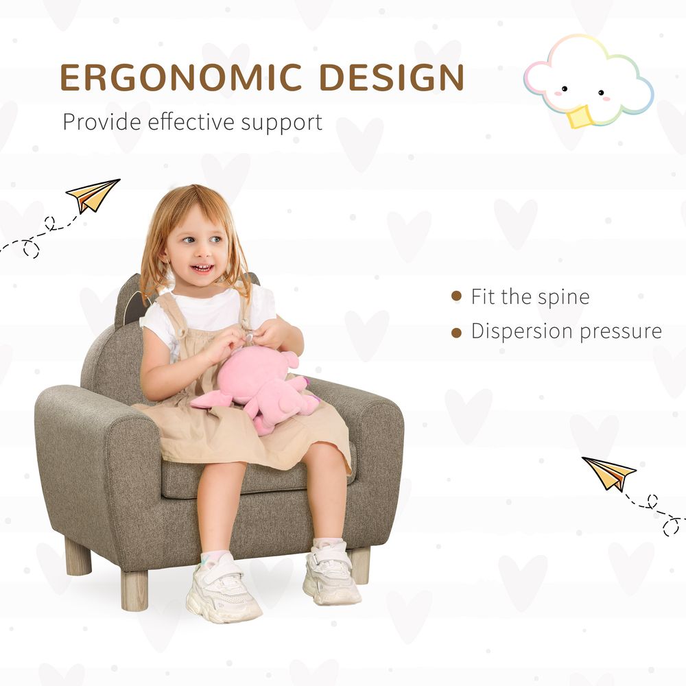 Kids Mini Sofa Toddler Chair Children Armchair for Bedroom Playroom Brown - SILVIONIX