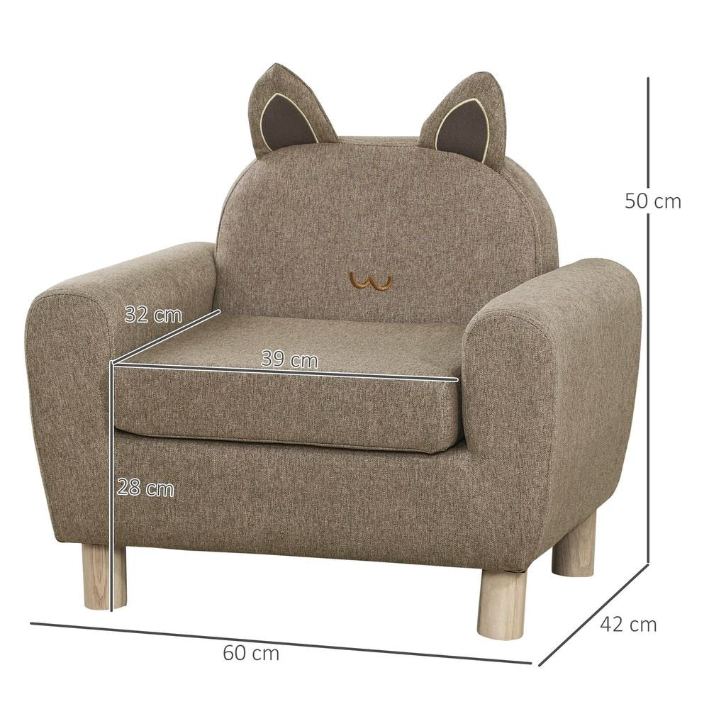 Kids Mini Sofa Toddler Chair Children Armchair for Bedroom Playroom Brown - SILVIONIX