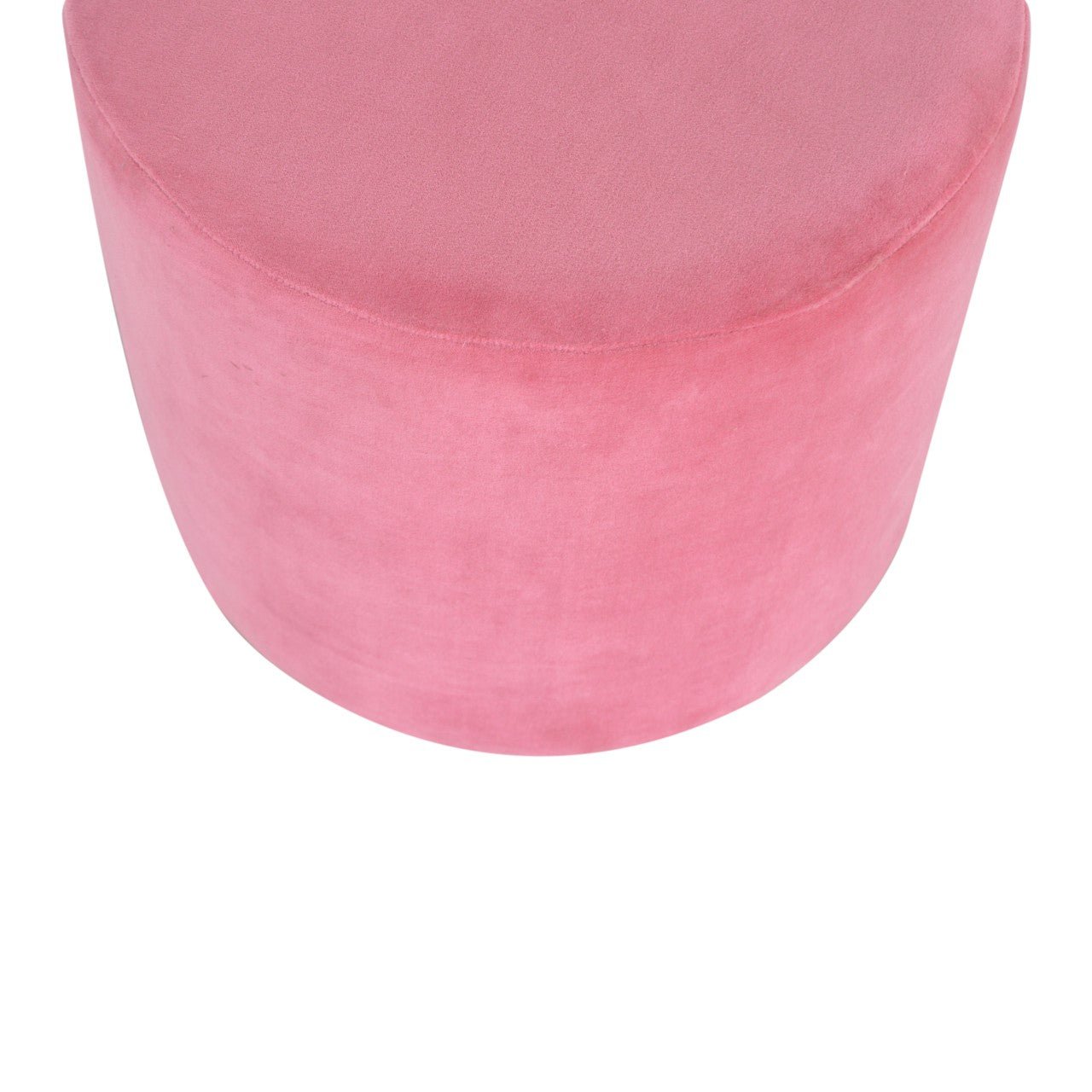 Large Pink Velvet Footstool with Gold Base - SILVIONIX