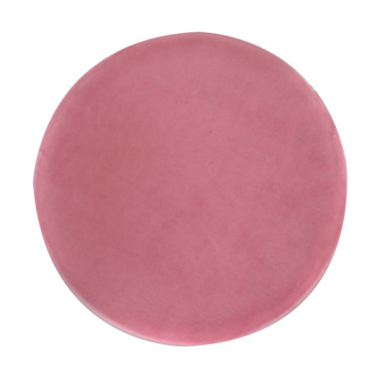 Large Pink Velvet Footstool with Gold Base - SILVIONIX