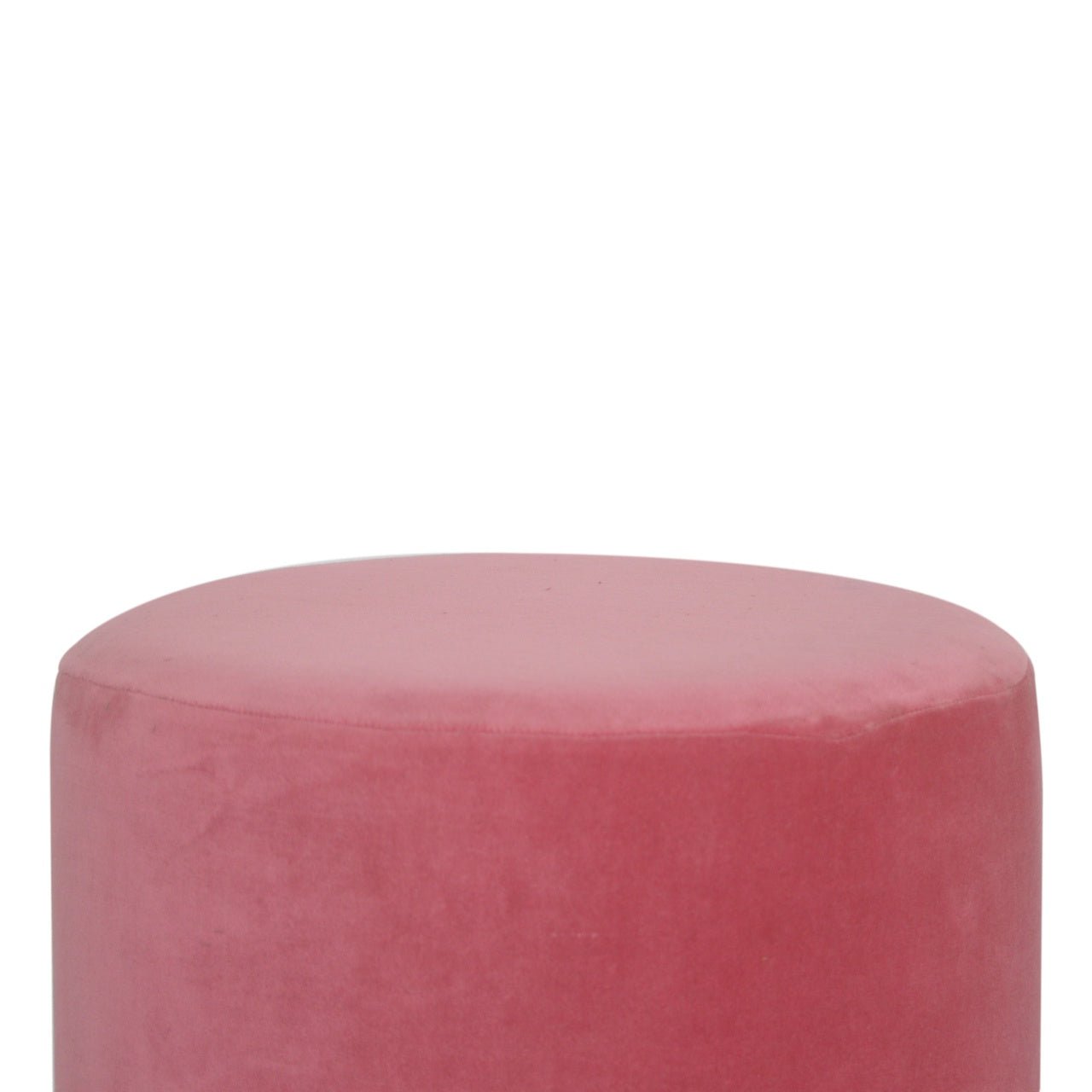 Large Pink Velvet Footstool with Gold Base - SILVIONIX