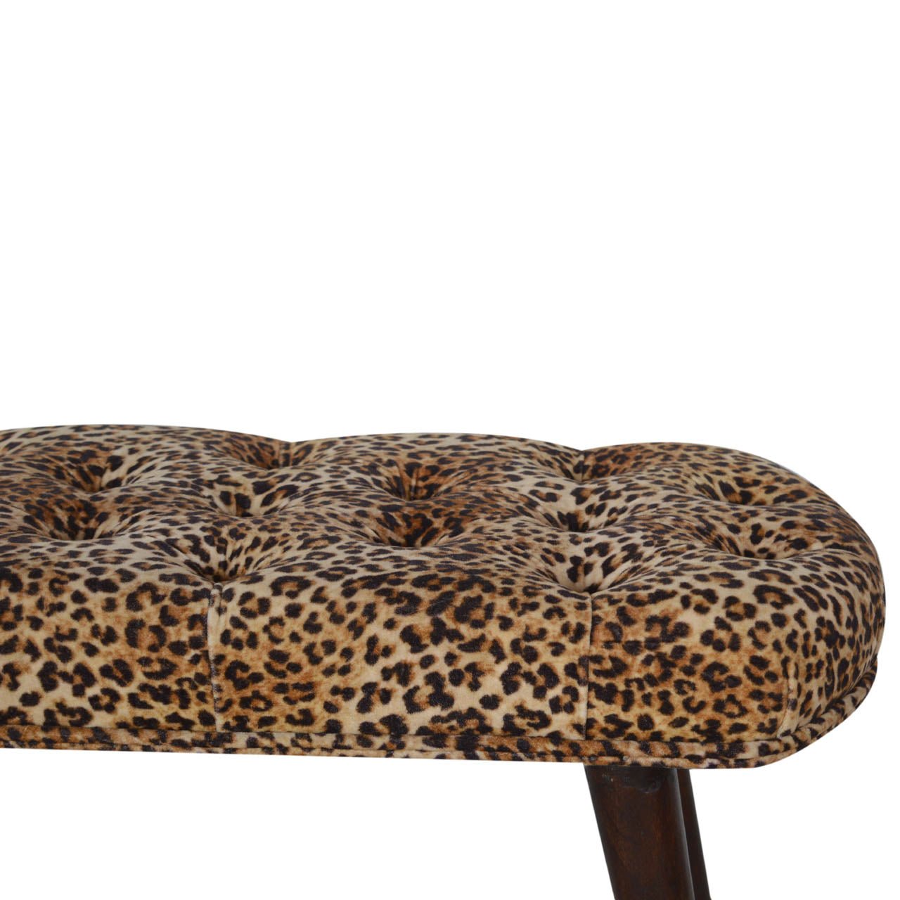 Leopard Print Deep Button Bench - SILVIONIX