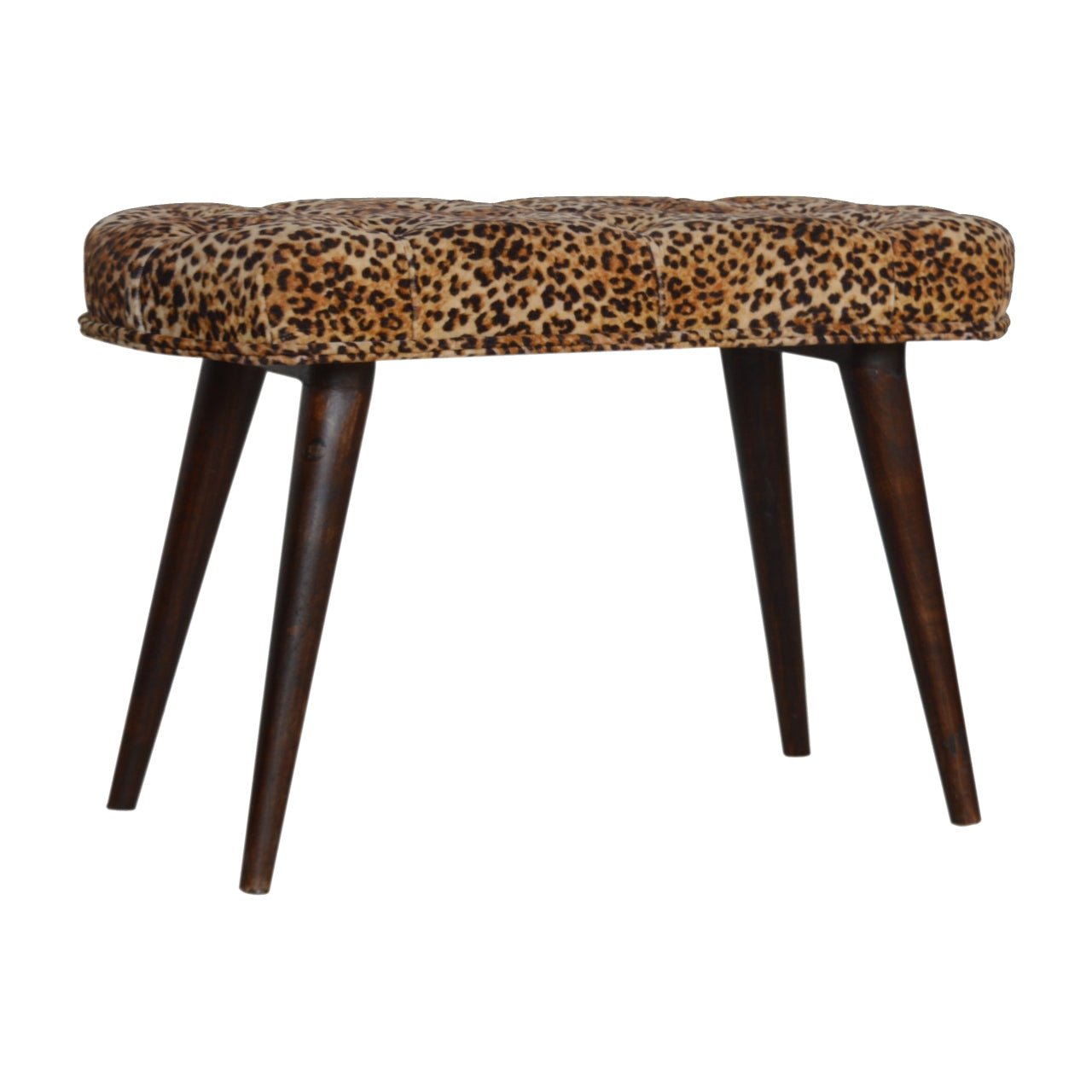 Leopard Print Deep Button Bench - SILVIONIX