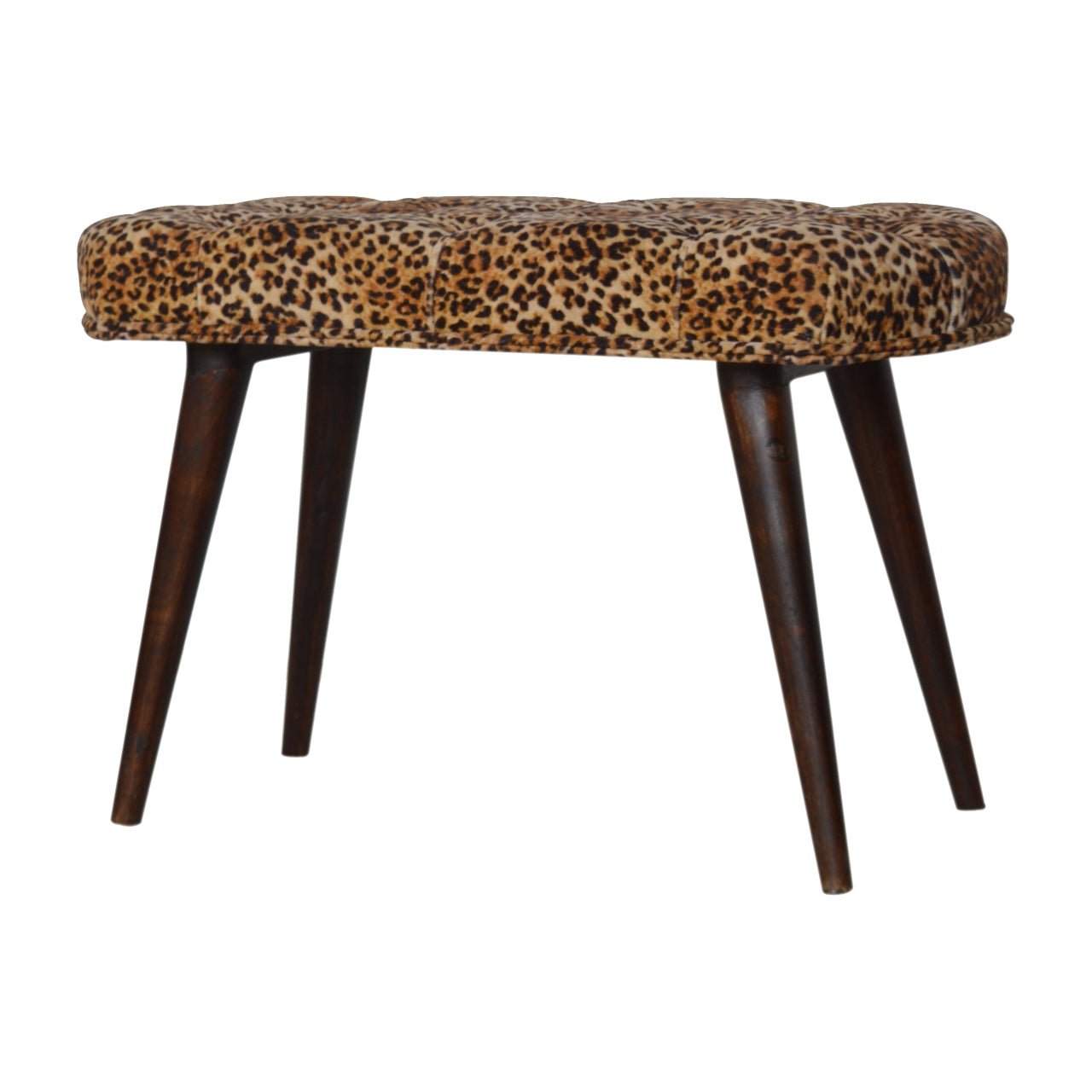 Leopard Print Deep Button Bench - SILVIONIX