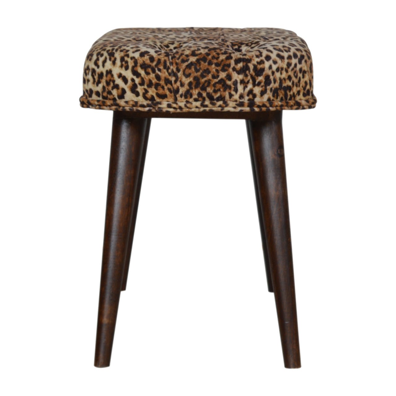 Leopard Print Deep Button Bench - SILVIONIX