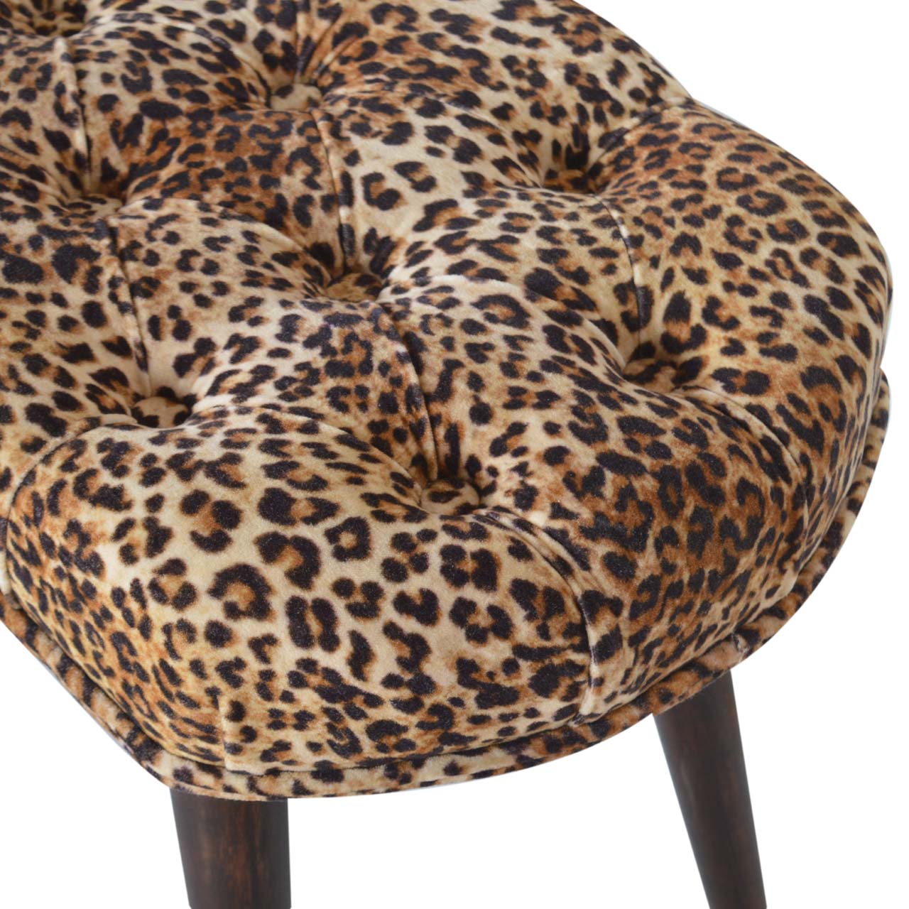 Leopard Print Deep Button Bench - SILVIONIX